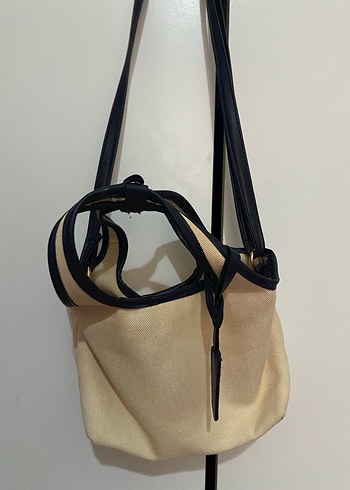 Bej Süet Kadın Çanta Lacivert askılı - Görsel 2