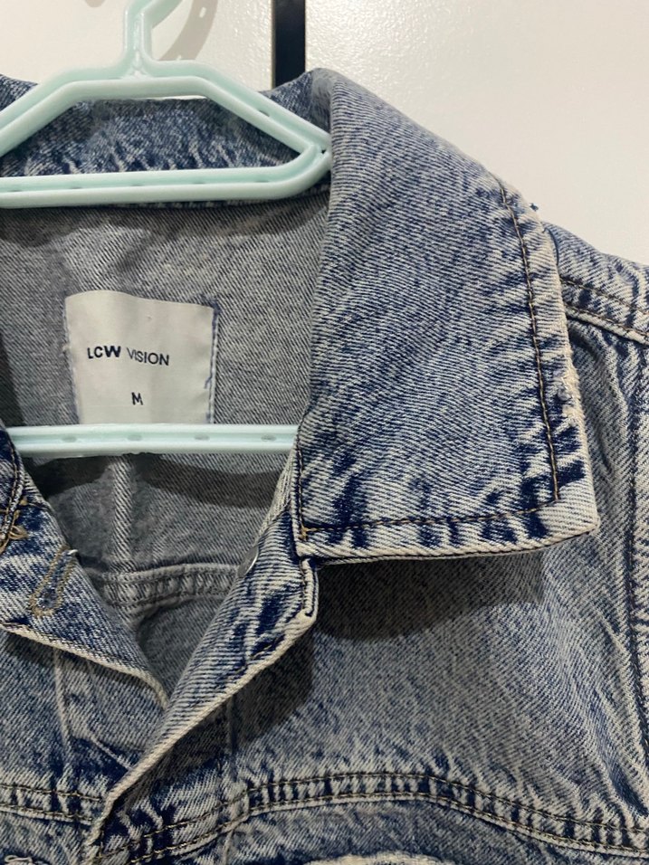 Düğmeli Kolsuz Mavi Denim Yelek - Görsel 2