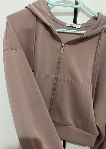 Pembe Kadın Fermuarlı Sweatshirt - Görsel 3