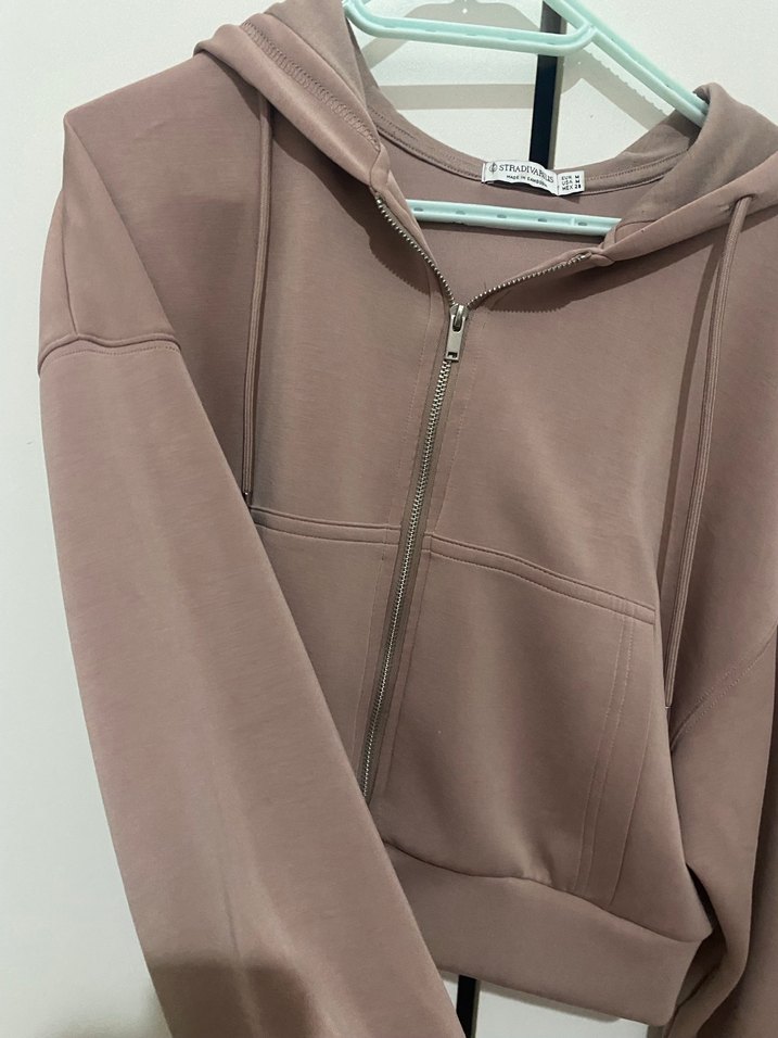 Pembe Kadın Fermuarlı Sweatshirt - Görsel 3