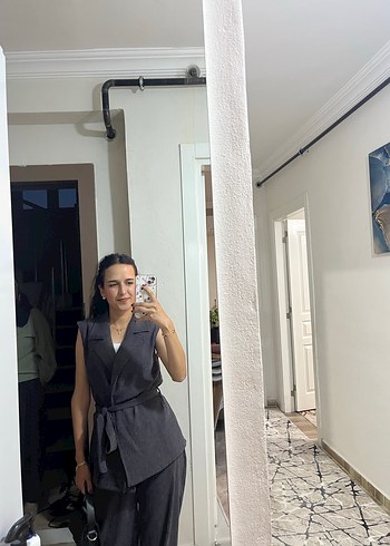 Siyah Kadın Midi Yelek Takım - Görsel 2