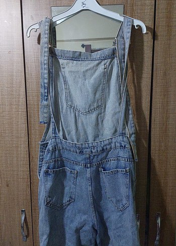 Kızlar için Mavi Denim Askılı Tulum - Görsel 2