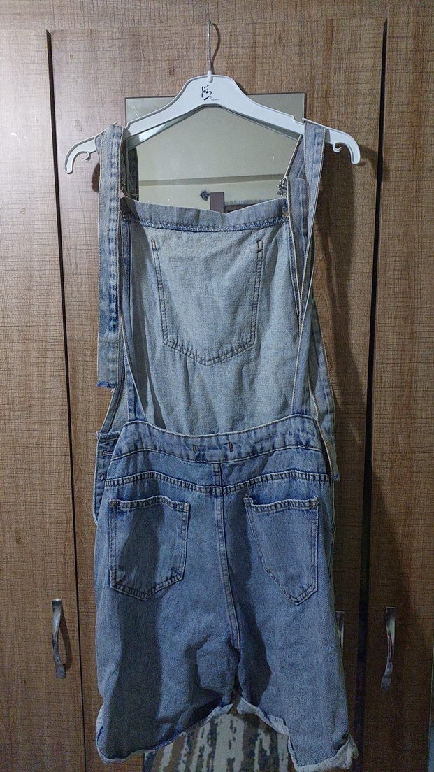 Kızlar için Mavi Denim Askılı Tulum - Görsel 2