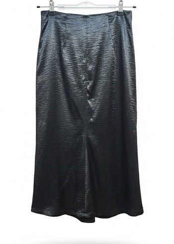 Siyah Midi Saten Kadın Etek - Görsel 2