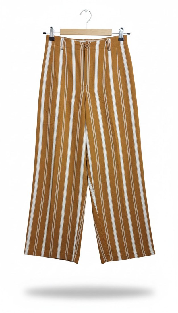Adil Işık Çizgili Bol Paça Pantolon  M - Görsel 2