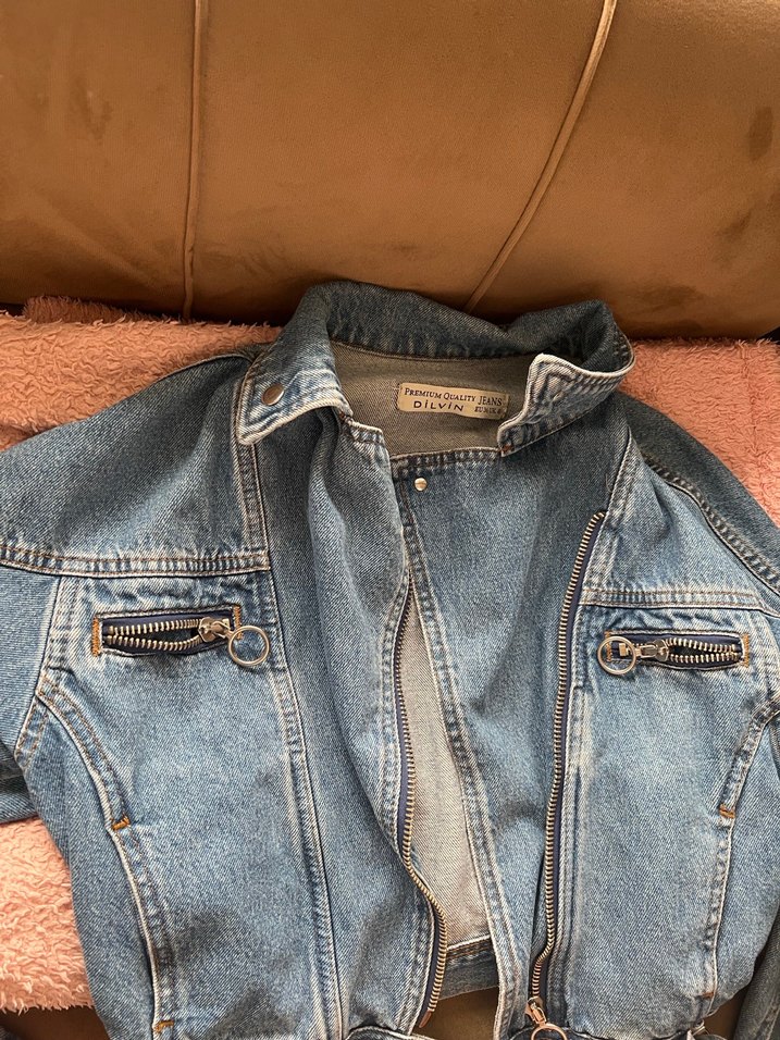 Fermuarlı Kadın Denim Ceket - Görsel 2
