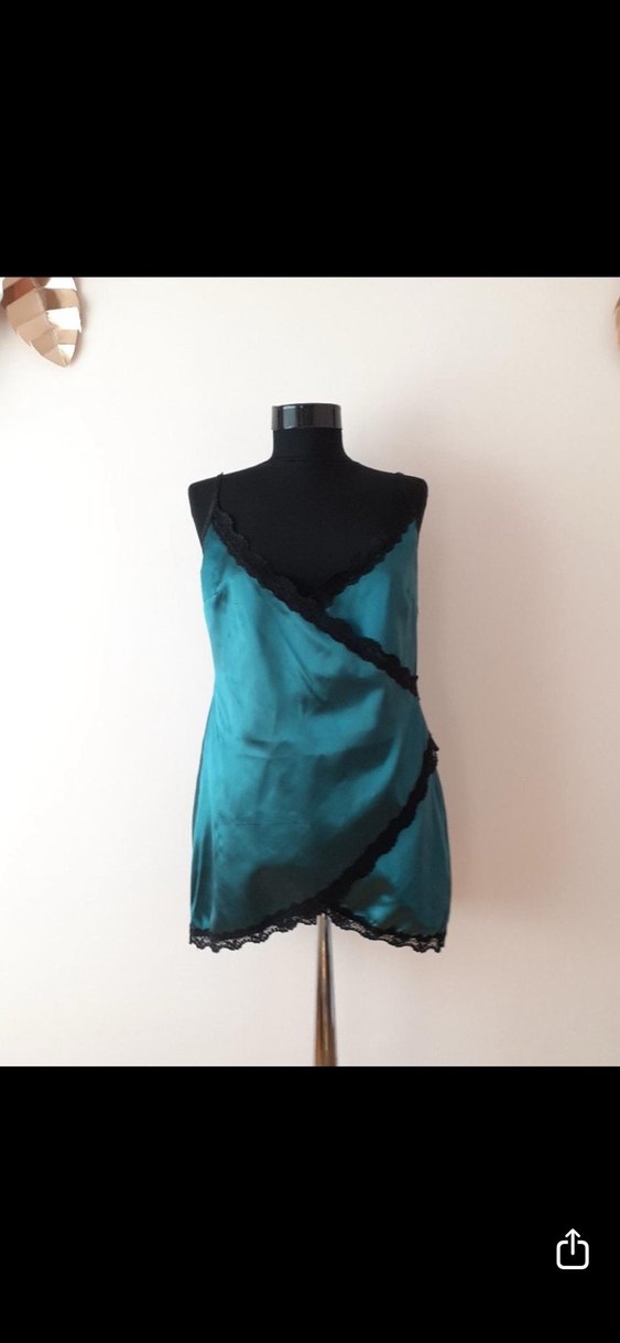 Vintage saten elbise - Görsel 2