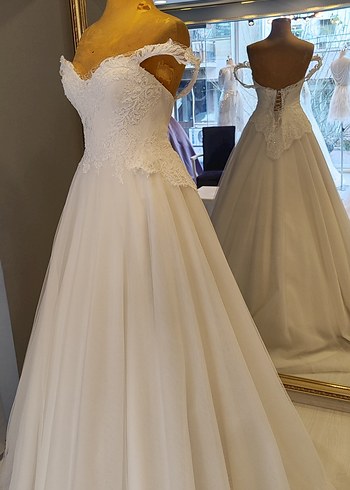 Straplez A Kesim Beyaz Gelinlik - Görsel 2