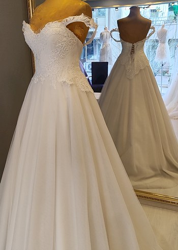 Straplez A Kesim Beyaz Gelinlik - Görsel 3