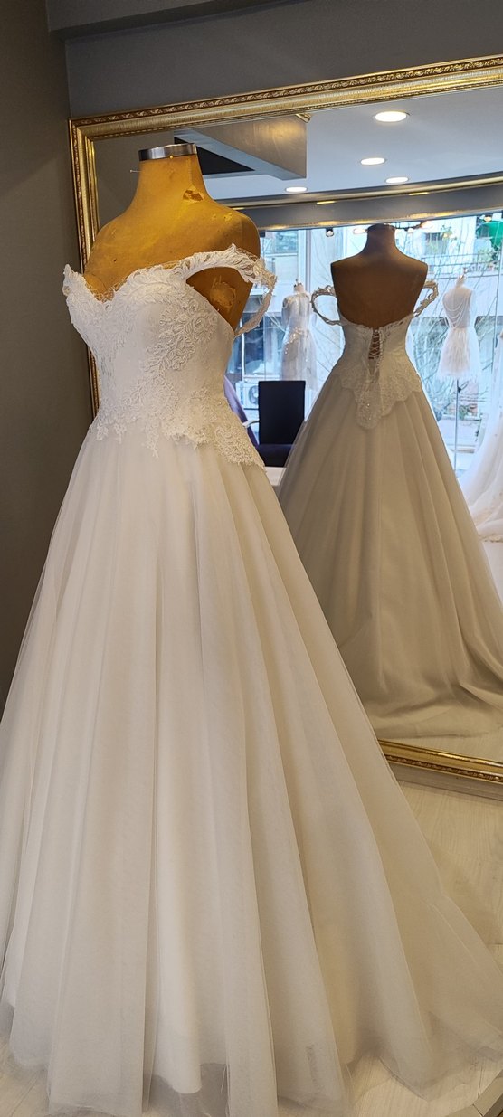 Straplez A Kesim Beyaz Gelinlik - Görsel 3