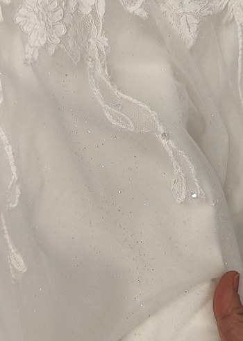 Fransız dantelli 46-48beden uyumlu A kesim gelinlik - Görsel 5