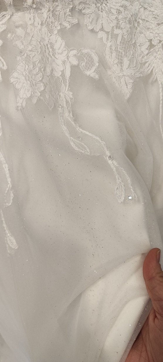 Fransız dantelli 46-48beden uyumlu A kesim gelinlik - Görsel 5