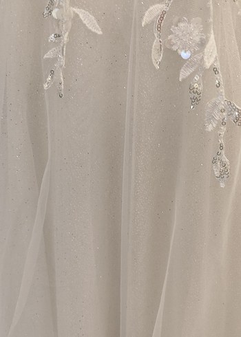 Uzun Kollu V Yaka Prenses Gelinlik - Görsel 4