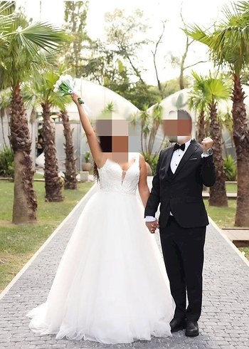 Helenistik v yakalı gelinlik - Görsel 2