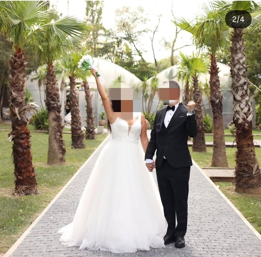 Helenistik v yakalı gelinlik - Görsel 2