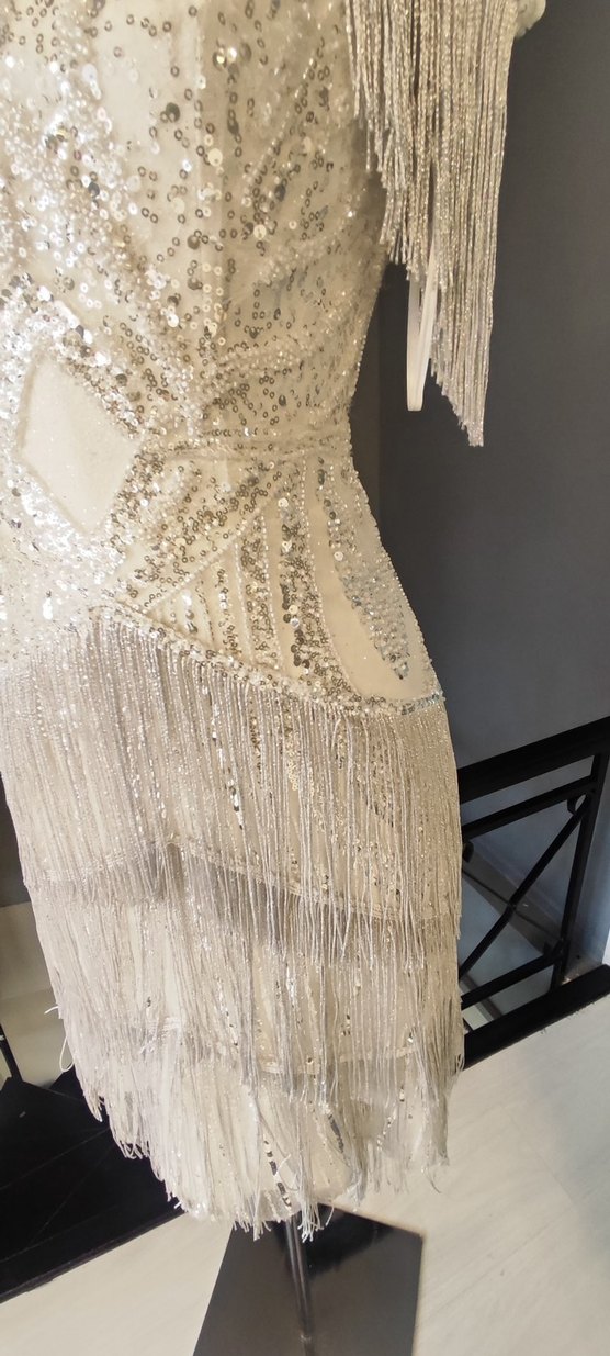 Boncuk İşlemeli Kolsuz Mini Abiye Elbise - Görsel 5