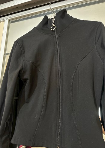 Siyah Fermuarlı Yüksek Yaka Kadın Ceket - Görsel 4