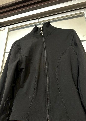 Siyah Fermuarlı Yüksek Yaka Kadın Ceket - Görsel 3