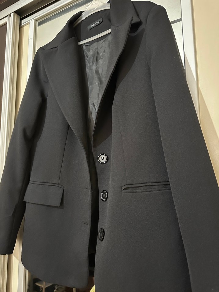 Siyah Düğmeli Kadın Denim Blazer - Görsel 3