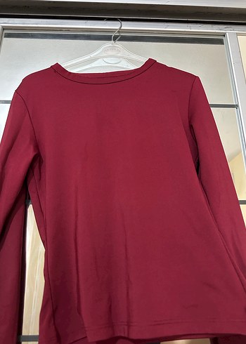 Bordo Kadın Uzun Kollu Basic Bluz - Görsel 2