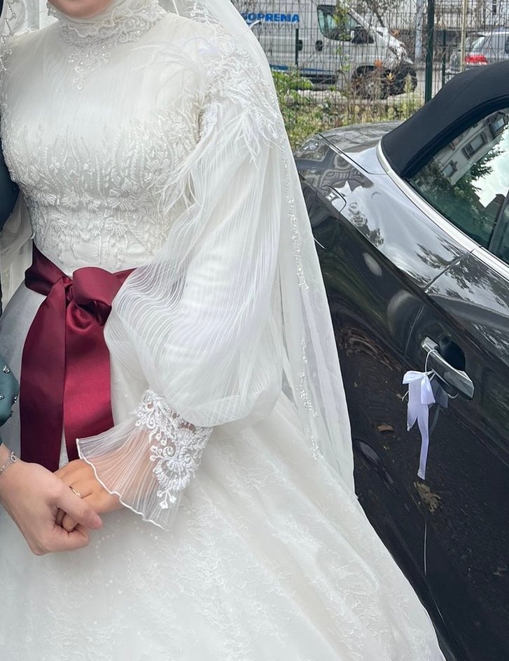 Setri Aşk Dantelli Yüksek Yakalı Prenses Gelinlik - Görsel 2