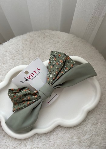 Gri Bohem Çiçek Desenli Fiyonk Saç Aksesuarı - Görsel 2