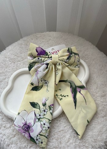 Sarı Bohem Çiçek Desenli Fiyonk Toka - Görsel 2