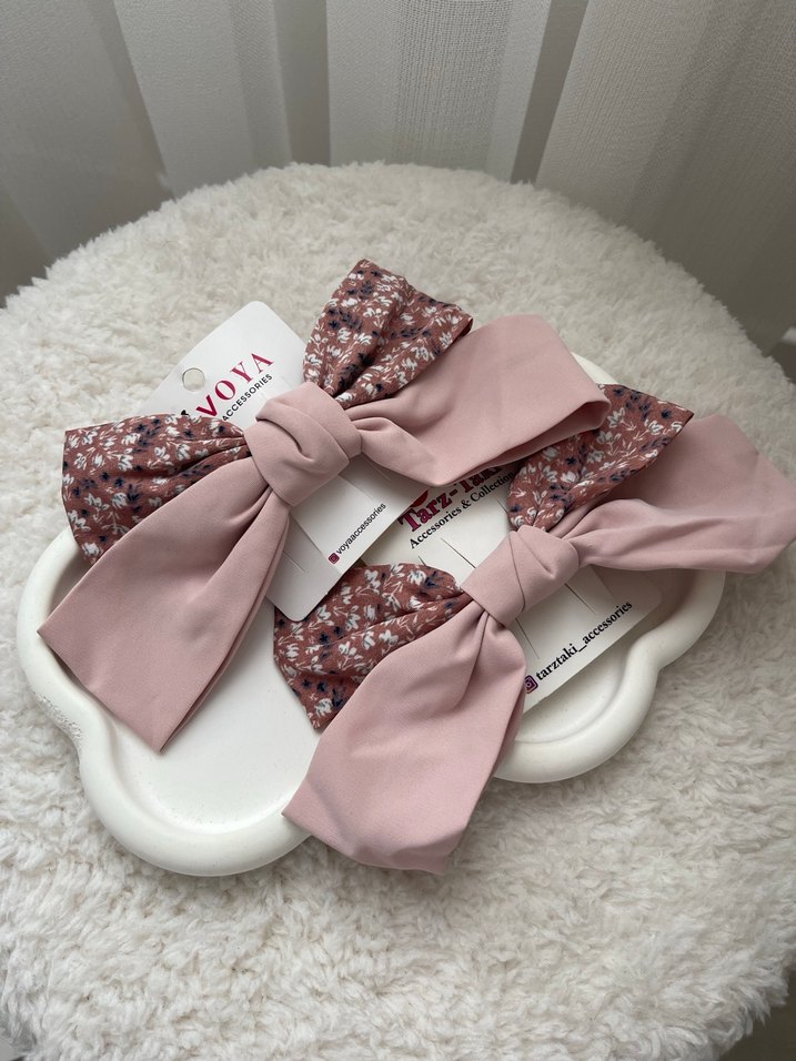 Bohem Tarzda Pembe Fiyonk Saç Tokaları - Görsel 2