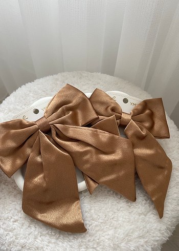 Kahverengi İpek Görünümlü Fiyonk Toka - Görsel 3