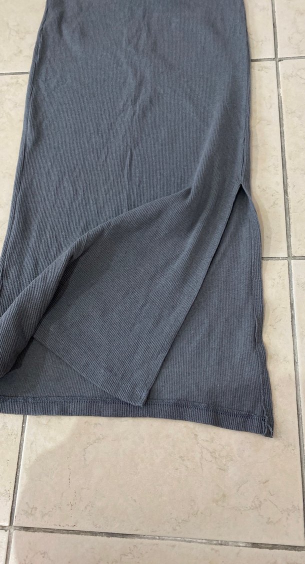 Gri Uzun Drapeli Kadın Etek - Görsel 2