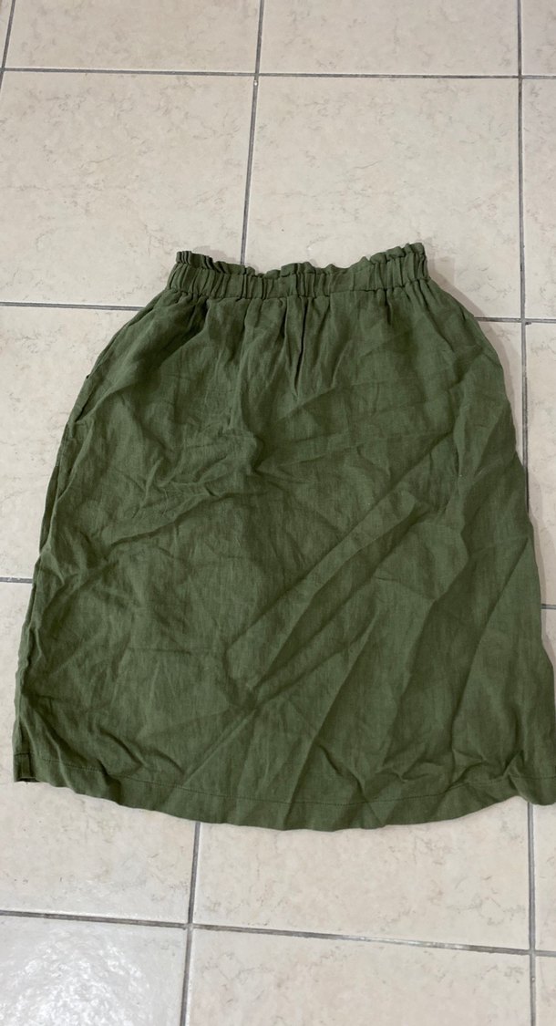 Kemerli Koyu Haki Midi Etek - Görsel 2