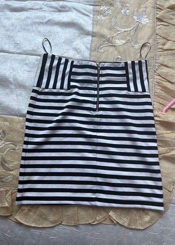 Gri Çizgili Mini  Etek - Görsel 2