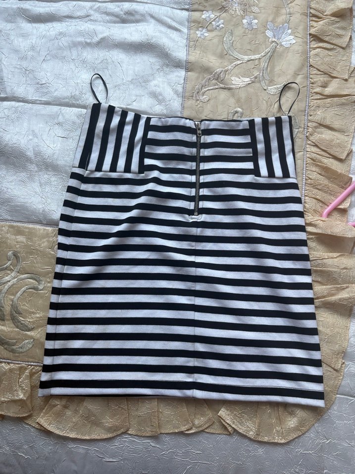 Gri Çizgili Mini  Etek - Görsel 2