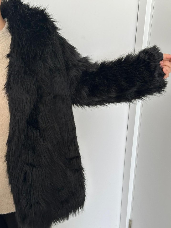 Kadın Siyah Kürk Detaylı Ceket - Görsel 2