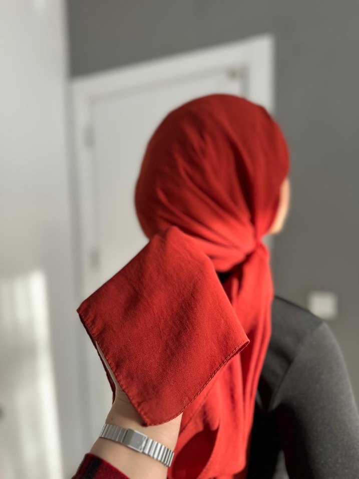 Koyu Kırmızı Kadın Drape Şal - Görsel 2