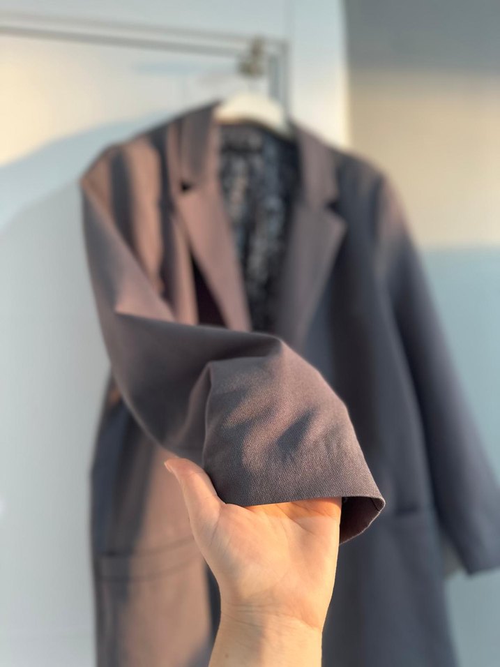 Düğmeli Yılan Desenli Antrasit Blazer - Görsel 3