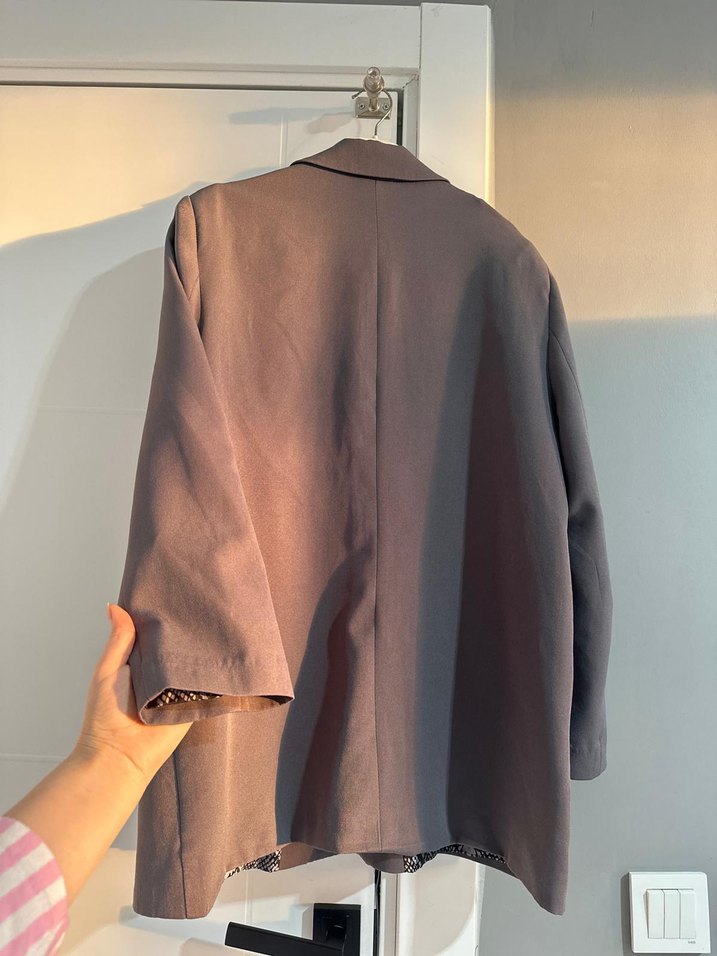 Düğmeli Yılan Desenli Antrasit Blazer - Görsel 2