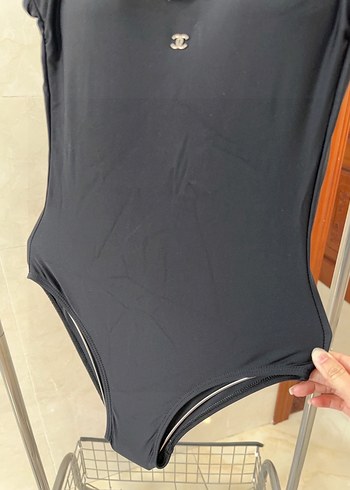 CCÇiçek Detaylı Midi Siyah Kadın Mayo - Görsel 5