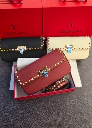 Beyaz Deri İşlemeli Kemerli Valentino Çanta - Görsel 5