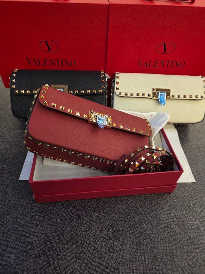 Beyaz Deri İşlemeli Kemerli Valentino Çanta - Görsel 2