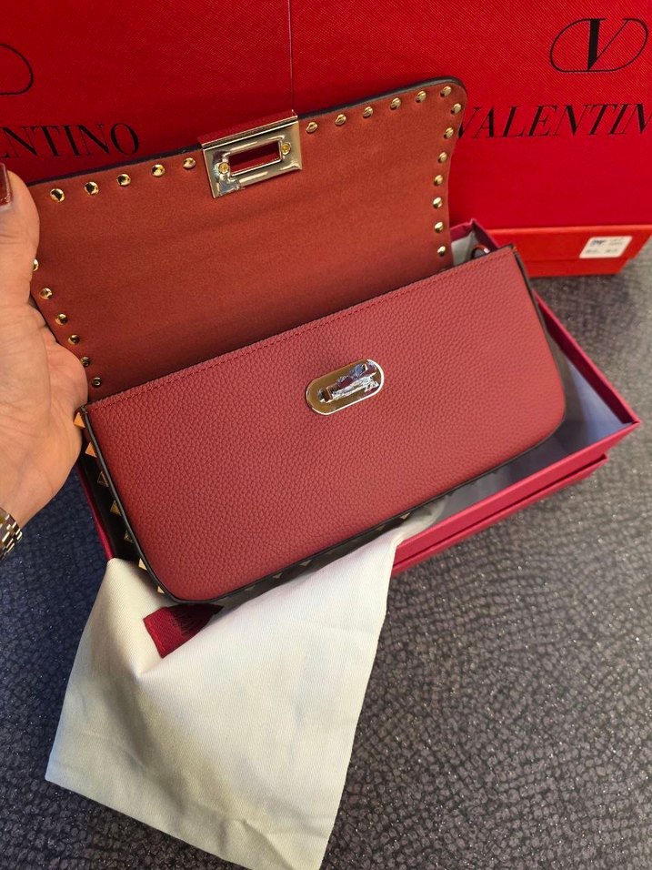 Beyaz Deri İşlemeli Kemerli Valentino Çanta - Görsel 4