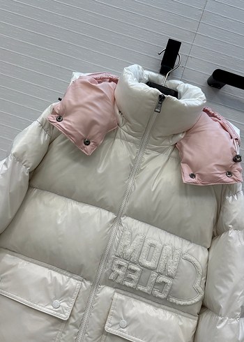 Moncler premıum kalite Beyaz Kapüşonlu Kadın Mont - Görsel 5