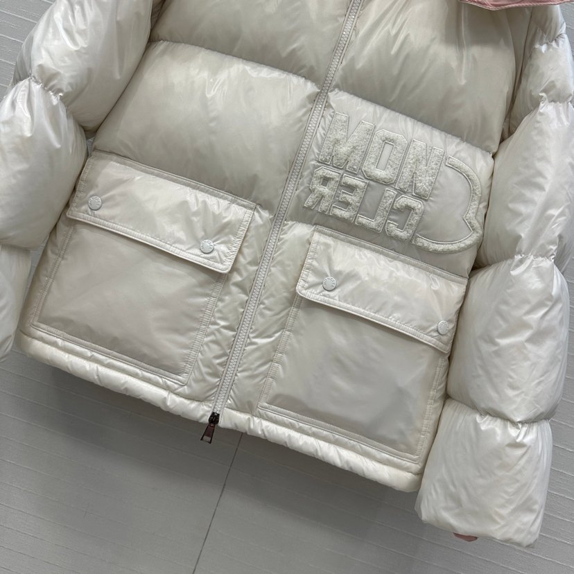 Moncler premıum kalite Beyaz Kapüşonlu Kadın Mont - Görsel 4