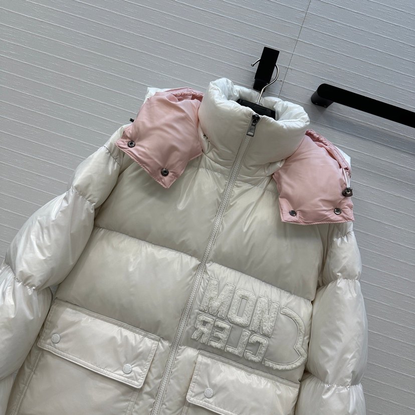 Moncler premıum kalite Beyaz Kapüşonlu Kadın Mont - Görsel 5