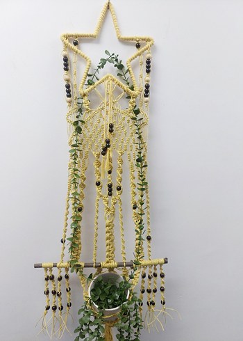 Sarı Yıldız Makrome Duvar Süsü - Görsel 2