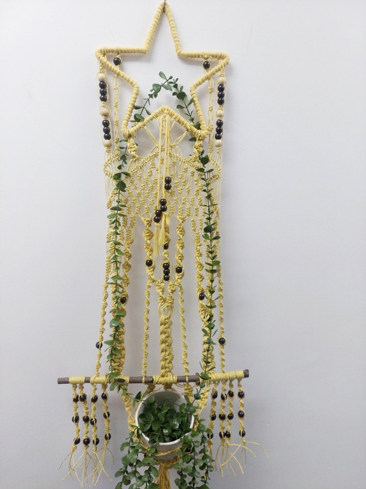 Sarı Yıldız Makrome Duvar Süsü - Görsel 2