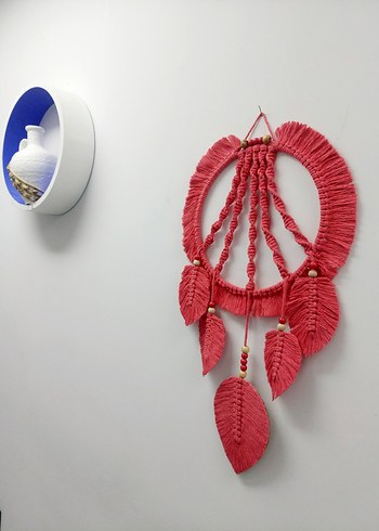 Kırmızı Makrome Duvar Dekoru - Görsel 2