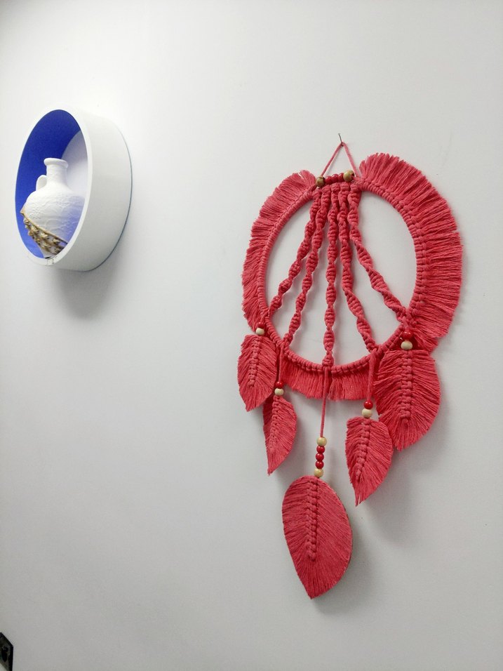 Kırmızı Makrome Duvar Dekoru - Görsel 2