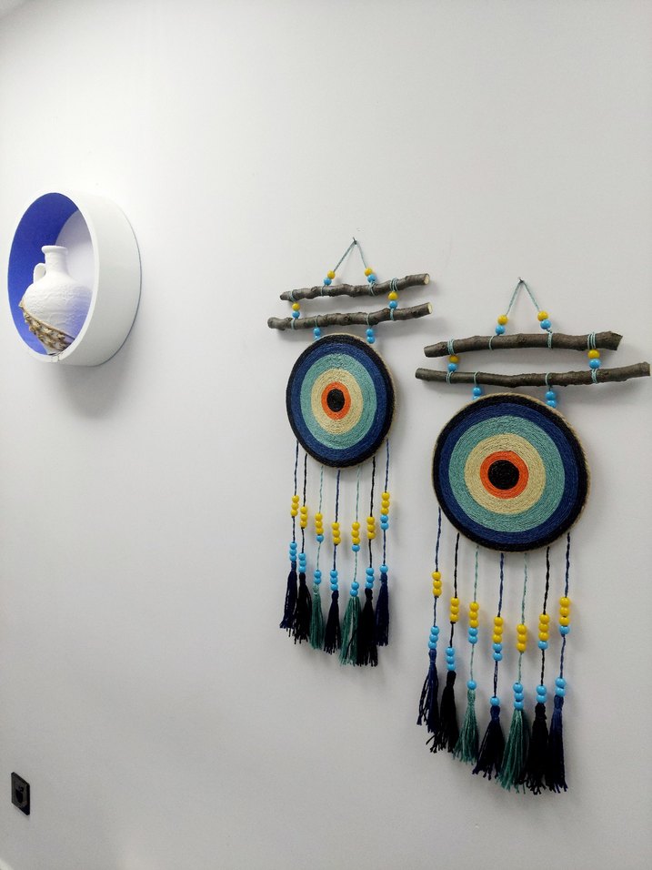 Renkli Nazar Boncuğu Duvar Süsü 2'li Set makromeden - Görsel 2