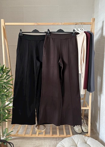 Kadın Kahverengi Wide leg pamuklu pantolon - Görsel 2